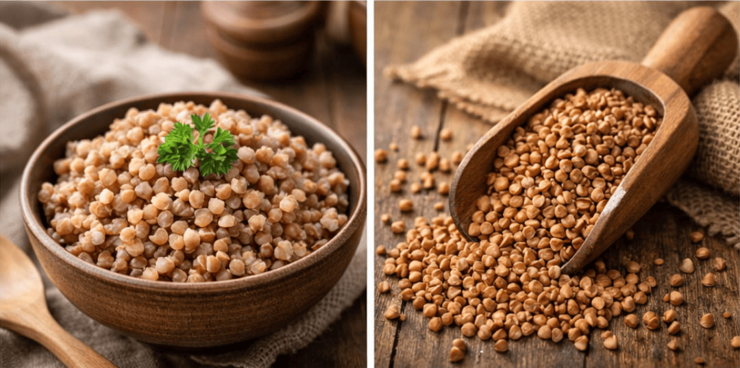 Варёная гречка на тарелке и сухая гречка - AdviceFood